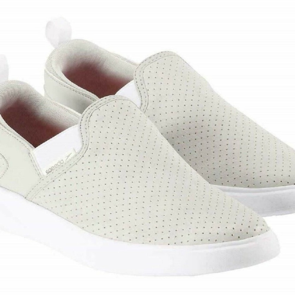 Speedo Grey/White Lightweight Hybrid Women’s Size 9  Perforated Slip-Ons NIB